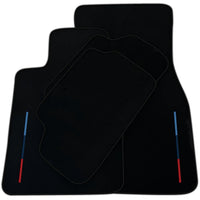 Black Floor Mats For BMW G60 (2023-2026) Sedan With 3 Color Stripes Tailored Set Perfect Fit | Various Trim Colors