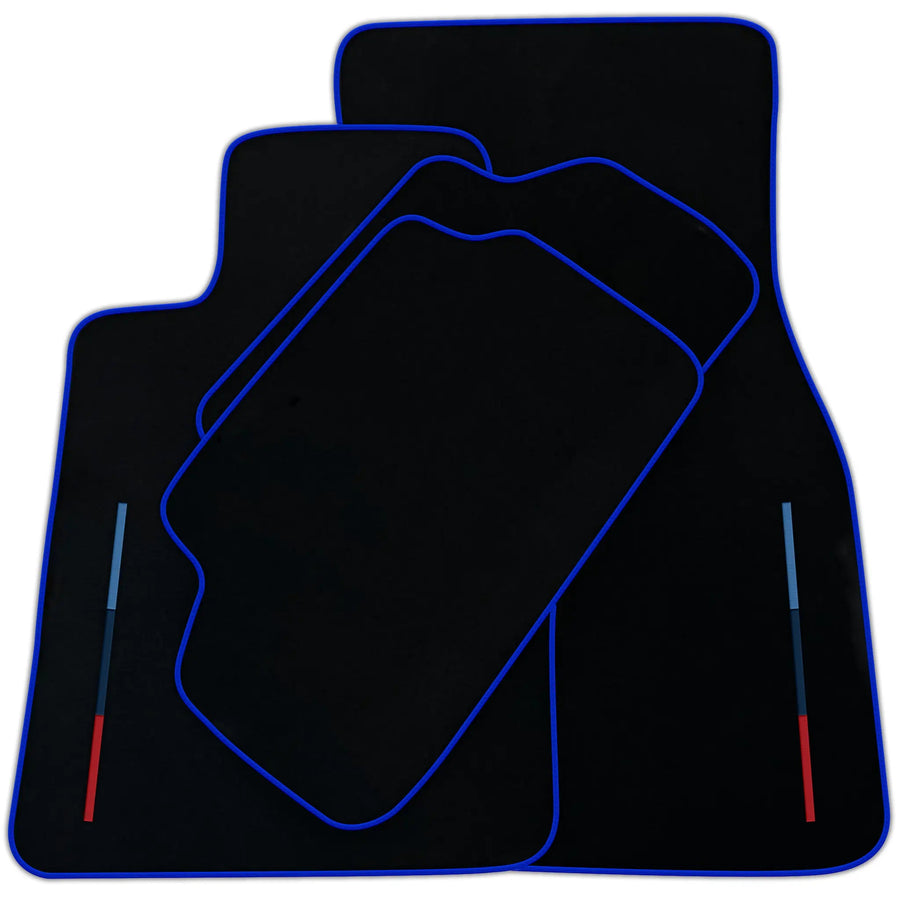Black Floor Mats For BMW Gran Tourer F46 (2015-2022) 7 Seats With 3 Color Stripes Tailored Set Perfect Fit | Various Trim Colors