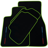 Black Floor Mats For BMW G60 (2023-2026) Sedan With 3 Color Stripes Tailored Set Perfect Fit | Various Trim Colors