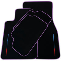 Black Floor Mats For BMW G60 (2023-2026) Sedan With 3 Color Stripes Tailored Set Perfect Fit | Various Trim Colors
