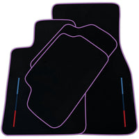 Black Floor Mats For BMW Gran Tourer F46 (2015-2022) 7 Seats With 3 Color Stripes Tailored Set Perfect Fit | Various Trim Colors