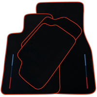 Black Floor Mats For BMW G60 (2023-2026) Sedan With 3 Color Stripes Tailored Set Perfect Fit | Various Trim Colors