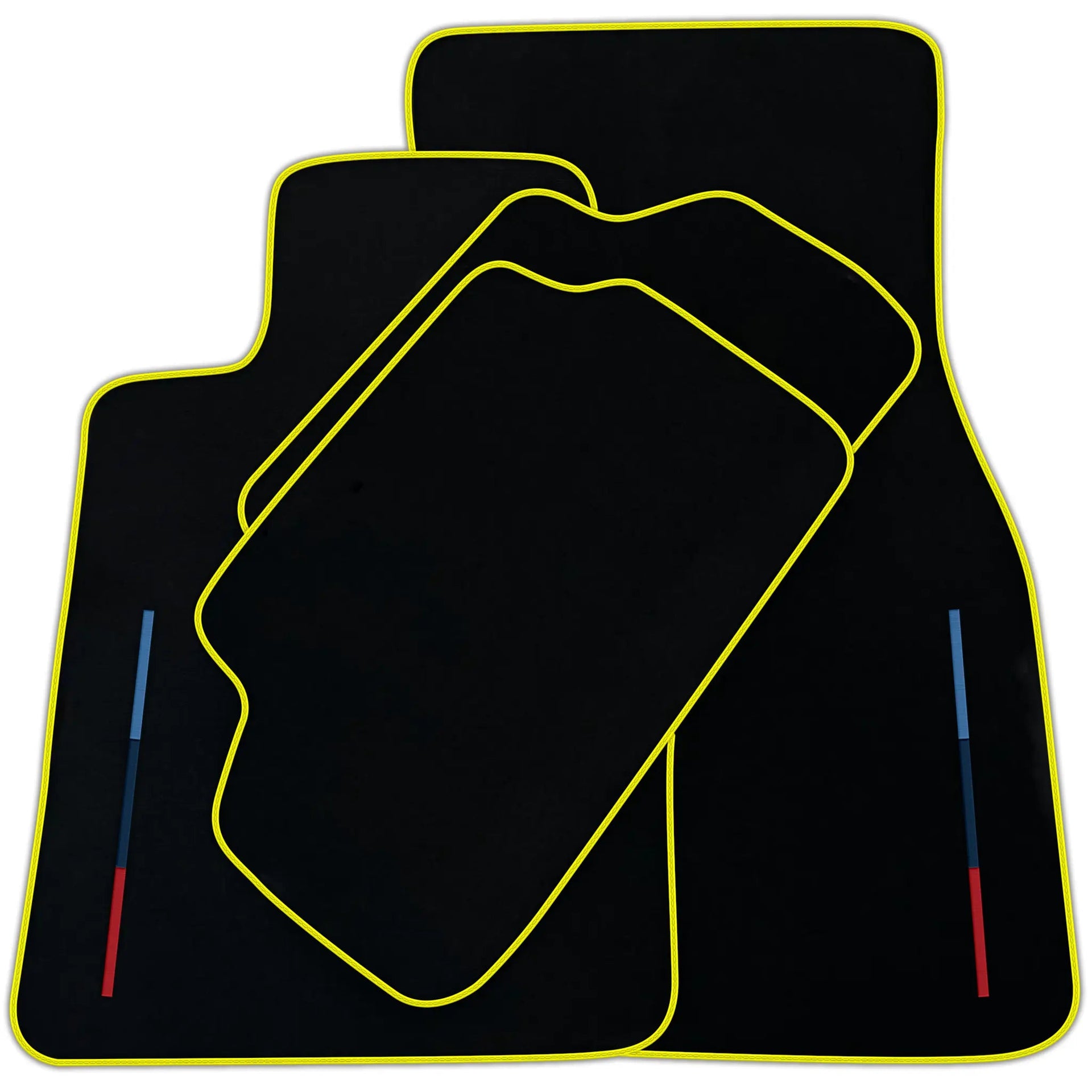 Black Floor Mats For BMW U06 (2022-2026) With 3 Color Stripes Tailored Set Perfect Fit | Various Trim Colors