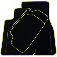 Black Floor Mats For BMW Gran Tourer F46 (2015-2022) 5 Seats With 3 Color Stripes Tailored Set Perfect Fit | Various Trim Colors
