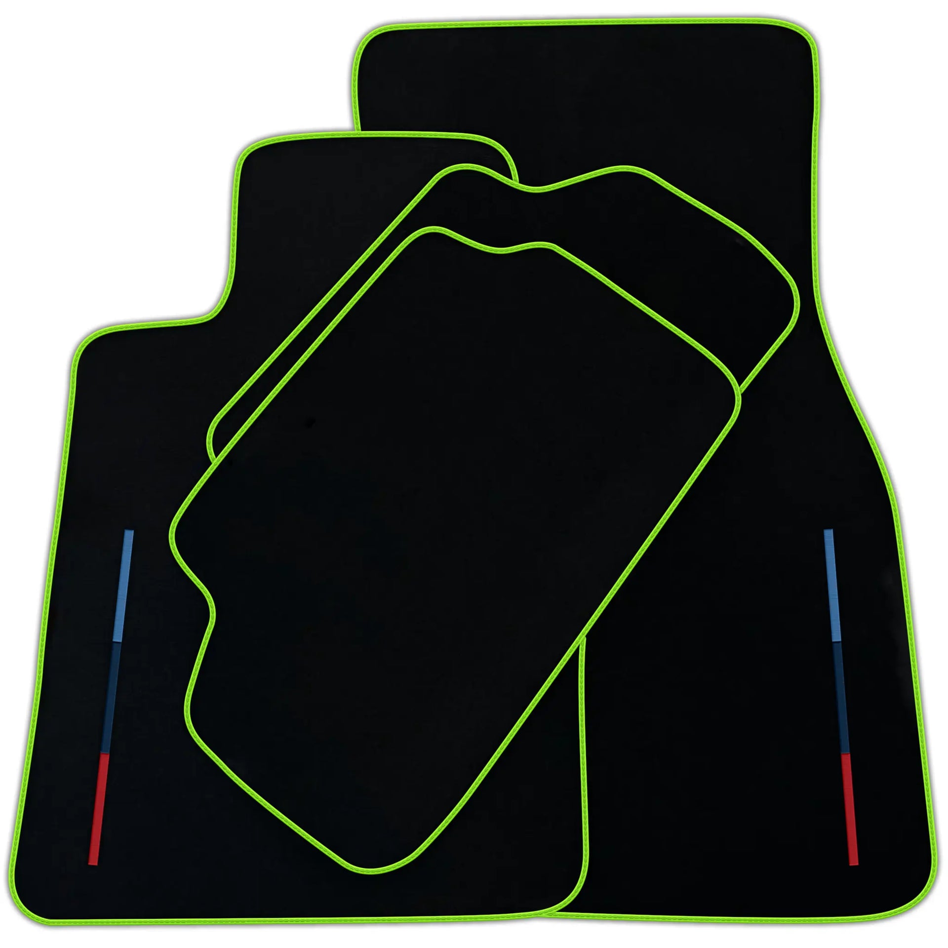 Black Floor Mats For BMW M3 E30 With 3 Color Stripes Tailored Set Perfect Fit | Various Trim Colors