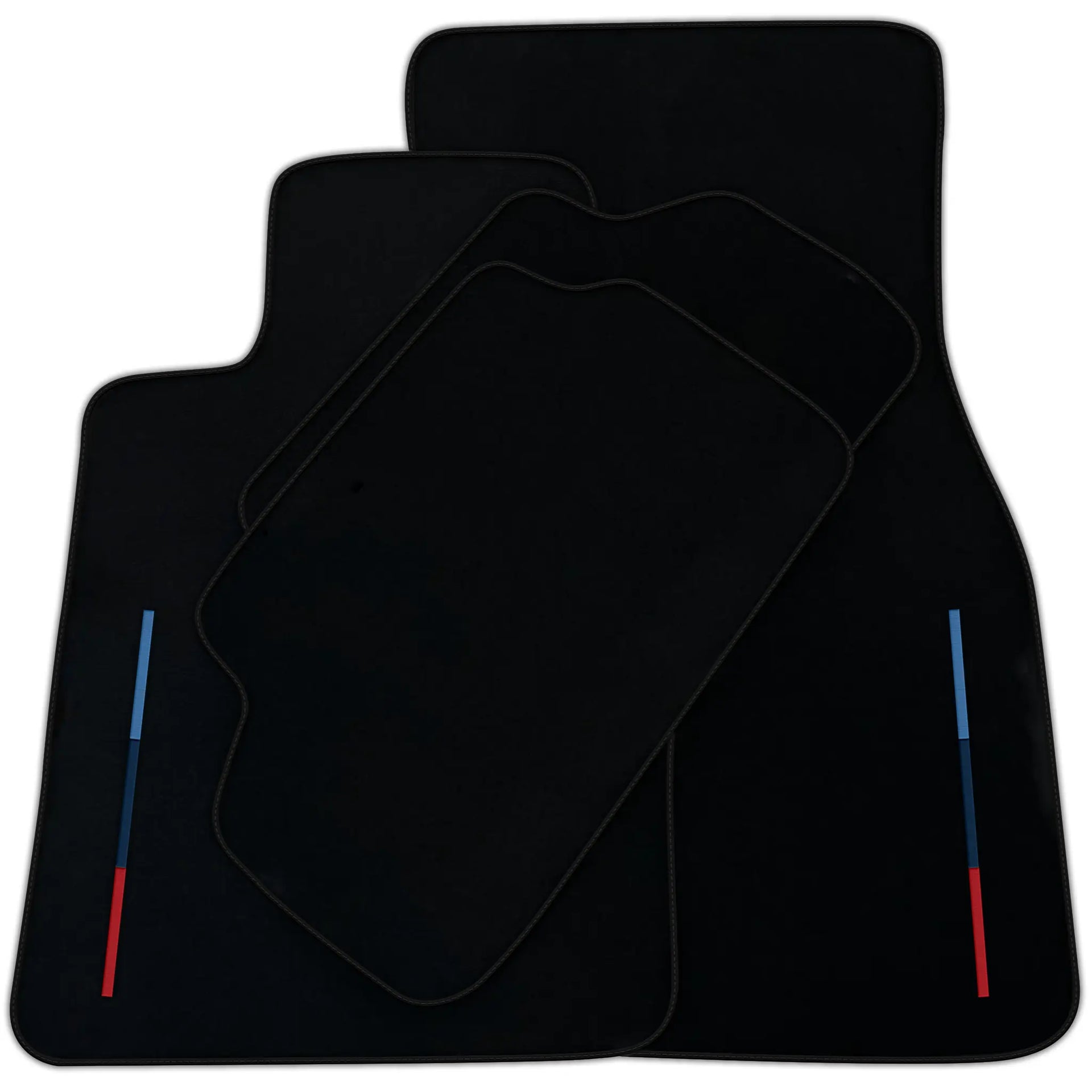 Black Floor Mats For BMW M6 F12 Convertible With 3 Color Stripes Tailored Set Perfect Fit | Various Trim Colors