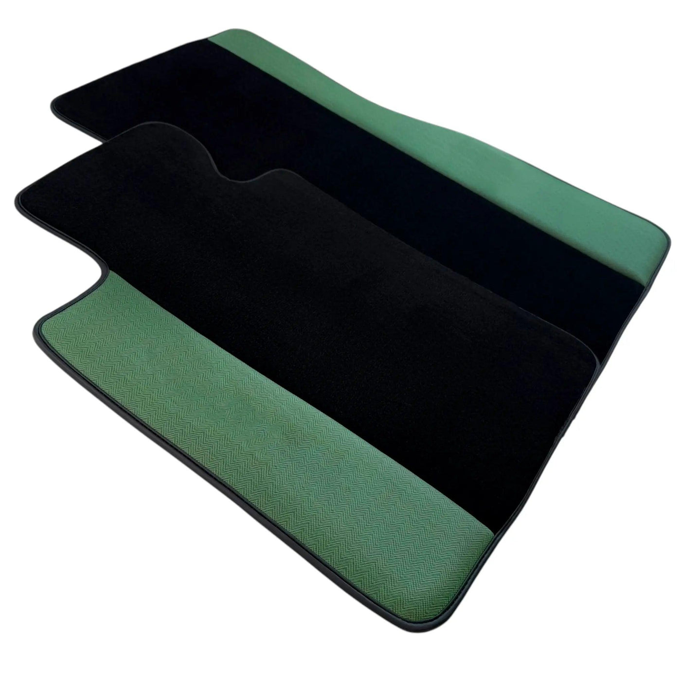 Black Floor Mats for BMW M5 G90 (2023-2026) Sedan | Green Leather Borders
