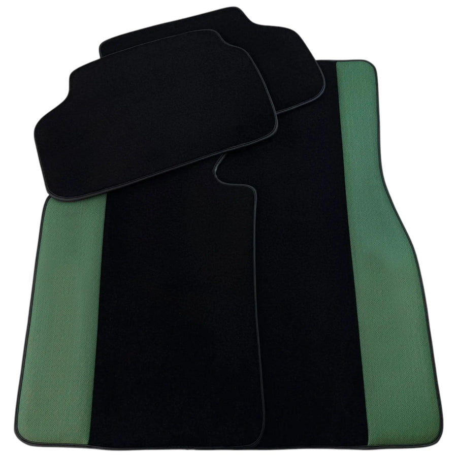 Black Floor Mats for BMW Gran Tourer F46 (2015-2022) 5 Seats | Green Leather Borders