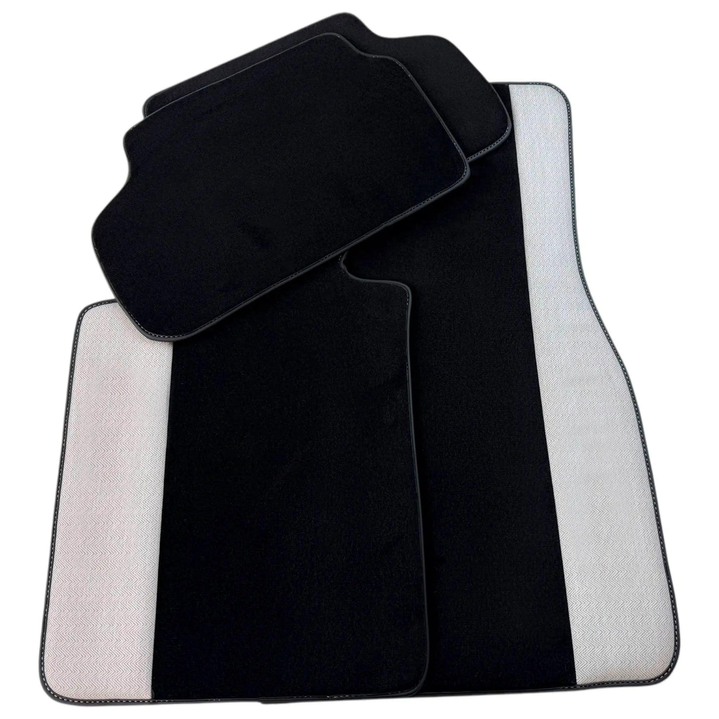 Black Floor Mats for BMW G61 (2023-2026) Touring with Gray Leather Borders