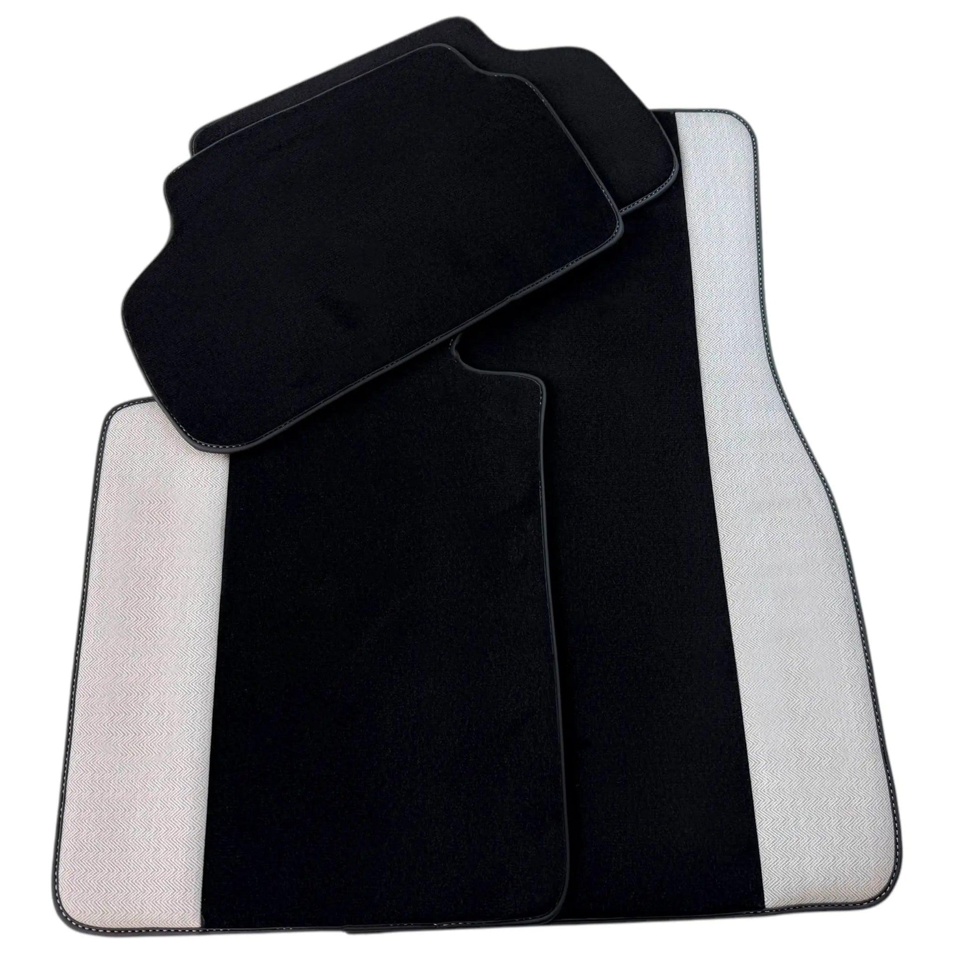 Black Floor Mats for BMW G61 (2023-2026) Touring with Gray Leather Borders
