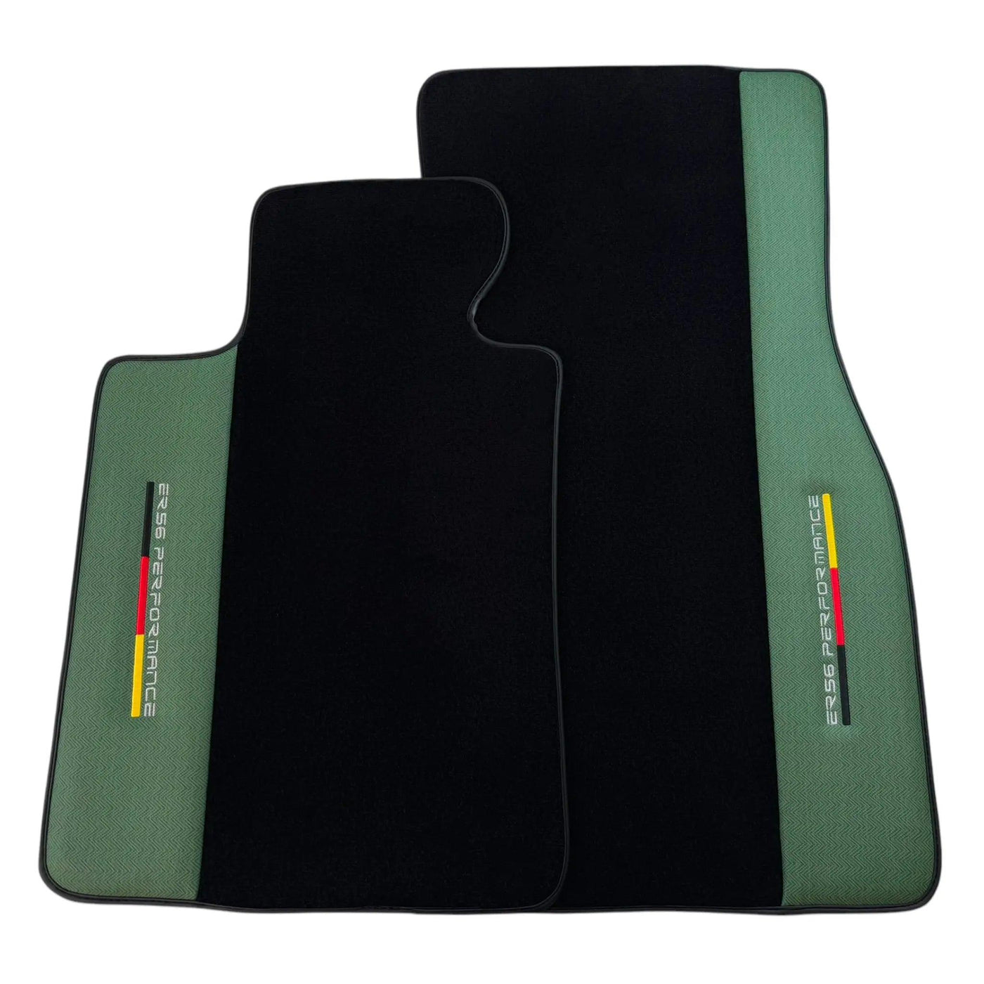Black Floor Mats for BMW M5 G90 (2023-2026) Sedan with Green Leather ER56 Performance