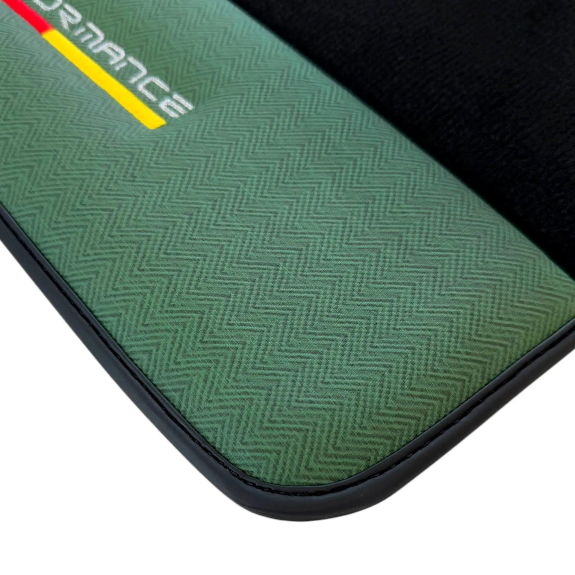 Black Floor Mats for BMW U06 (2022-2026) with Green Leather ER56 Performance