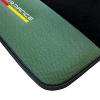Black Floor Mats for BMW U06 (2022-2026) with Green Leather ER56 Performance