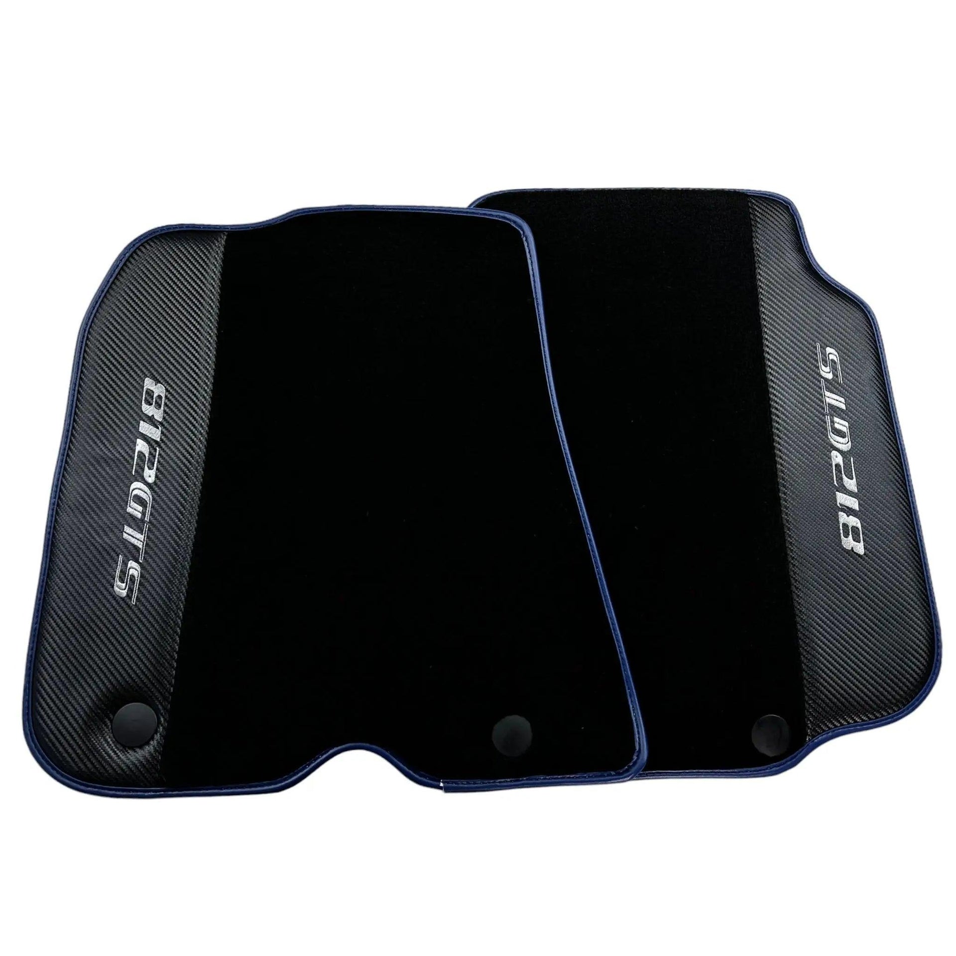 Black Floor Mats for Ferrari 812 GTS (2019-2023) with Carbon Leather - AutoWin