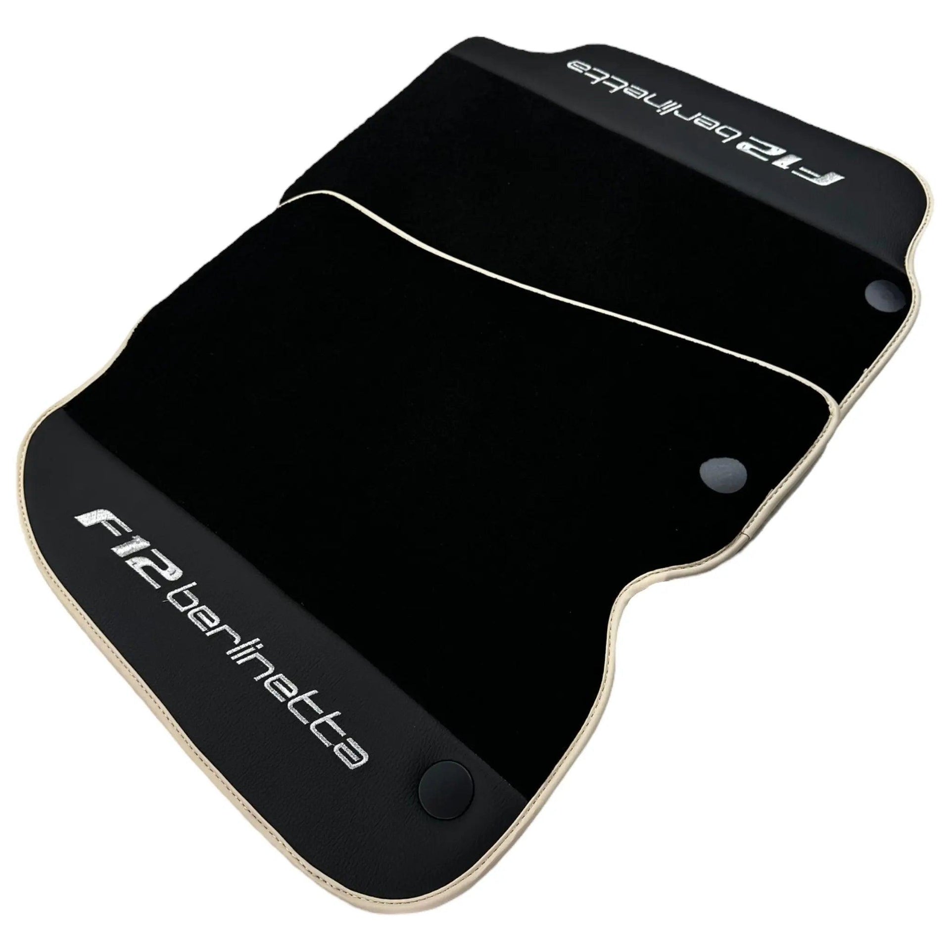 Black Floor Mats for Ferrari F12 Berlinetta (2012-2022) with Leather - AutoWin