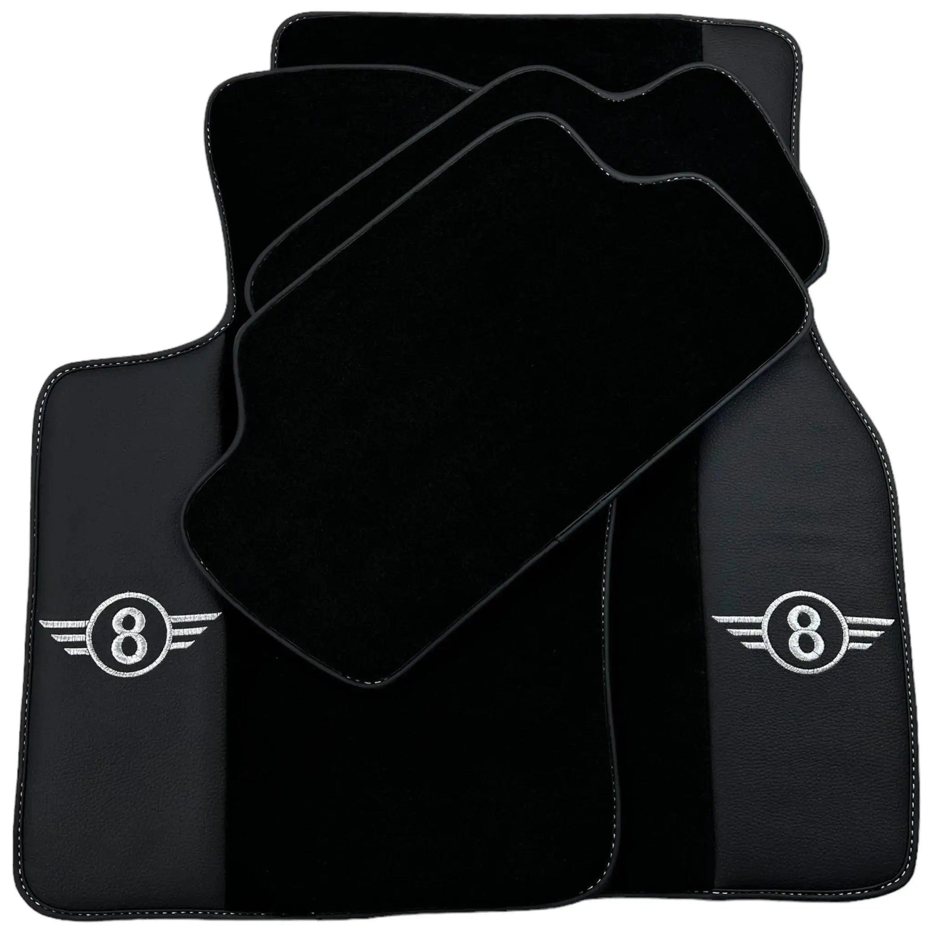 Black Floor Mats for Mini Cabrio F57 Convertible (2016-2023) with Leather - AutoWin