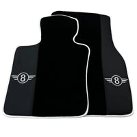Black Floor Mats for Mini Cabrio F57 Convertible (2016-2023) with Leather | White Trim - AutoWin