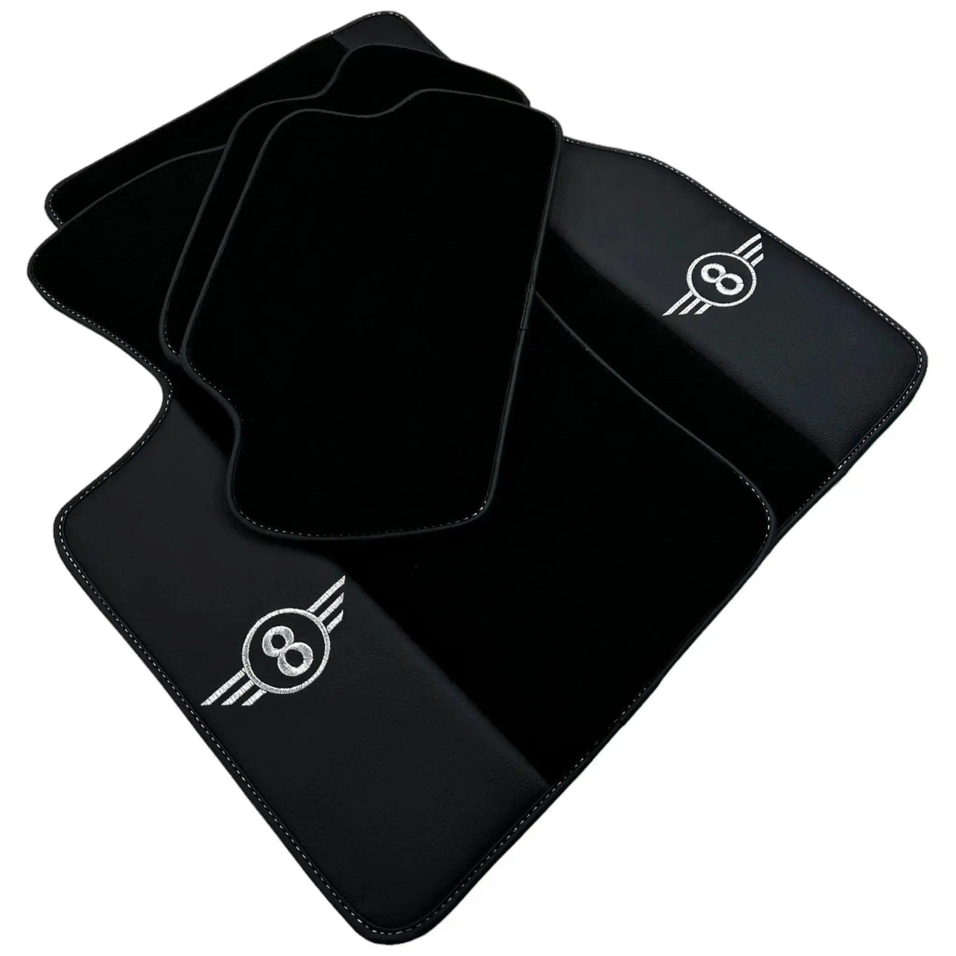 Black Floor Mats for Mini Cabrio R52 Convertible (2004-2009) with Leather - AutoWin