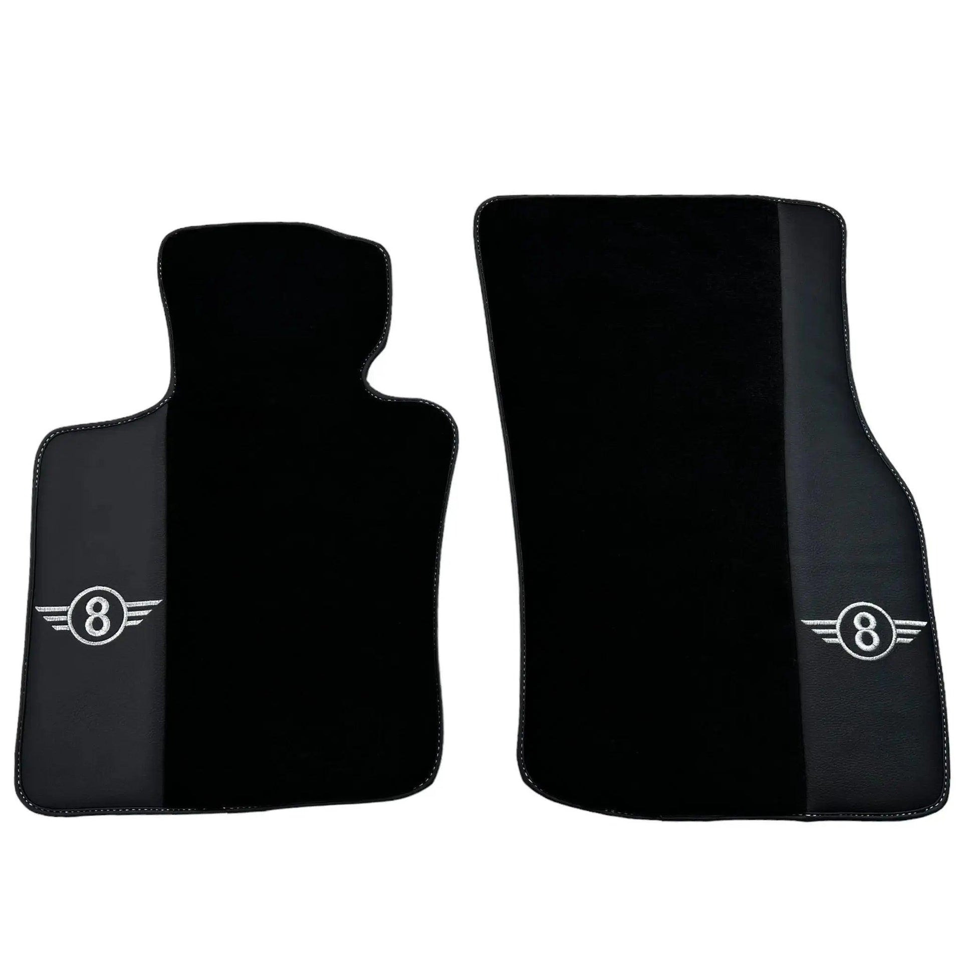Black Floor Mats for Mini Cabrio R52 Convertible (2004-2009) with Leather - AutoWin