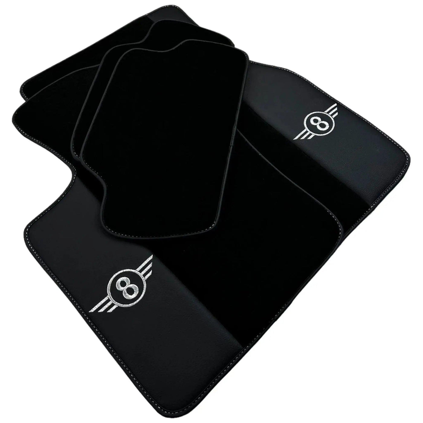 Black Floor Mats for Mini Countryman R60 (2010-2017) with Leather - AutoWin