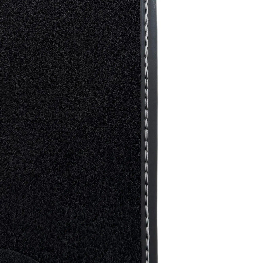 Black Floor Mats for Rolls Royce Phantom Sedan 2003-2016 with Gray Leather Borders