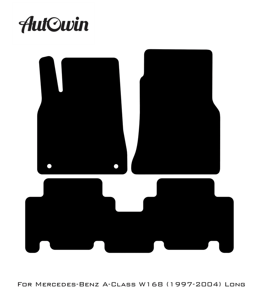 Black Leather Floor Mats For Mercedes Benz A-Class W168 (1997-2004) | ER56 Design - AutoWin