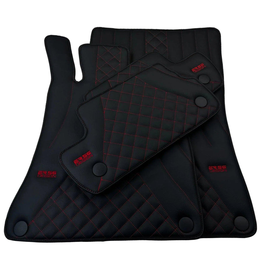 Black Leather Floor Mats For Mercedes Benz A-Class W169 (2004-2012) | ER56 Design - AutoWin