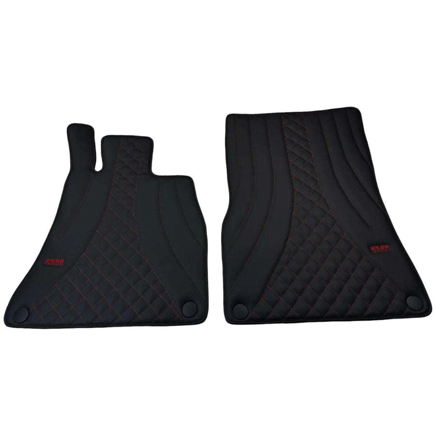 Black Leather Floor Mats For Mercedes Benz A-Class W177 Sedan (2019-2023) | ER56 Design - AutoWin