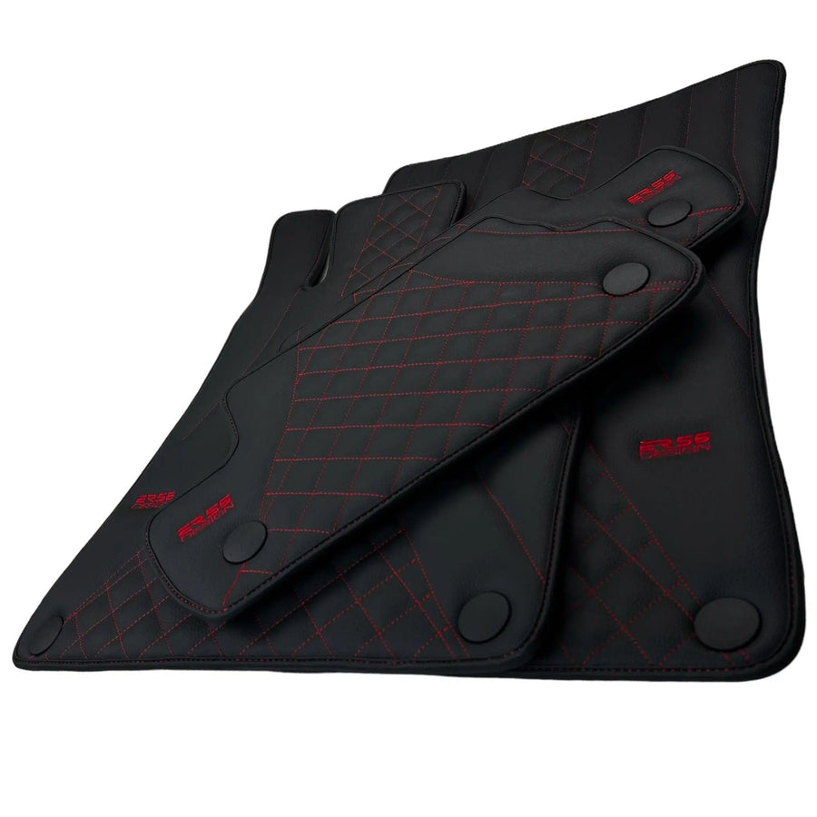 Black Leather Floor Mats For Mercedes Benz CLS-Class X218 Shooting Brake (2012-2014) | ER56 Design - AutoWin