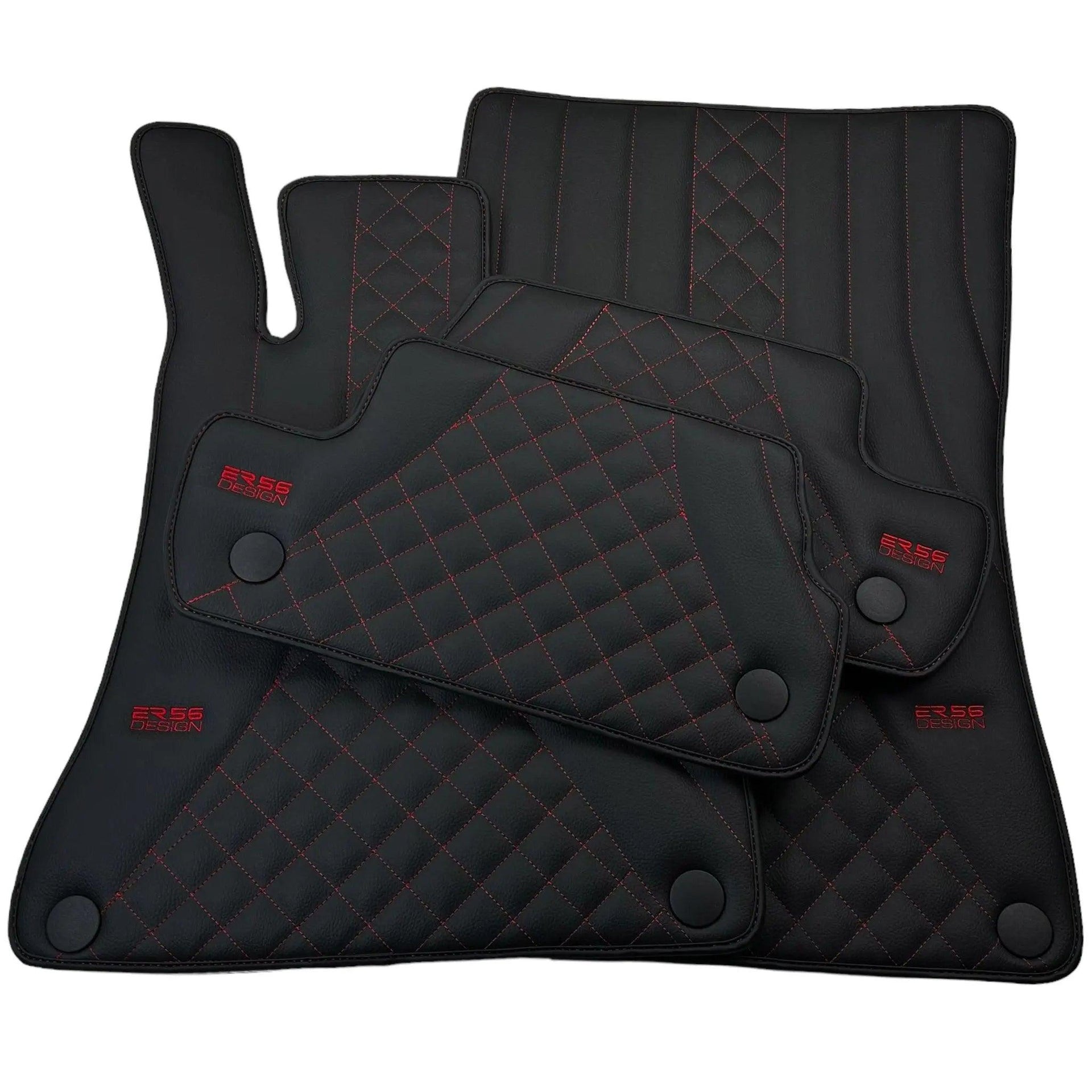 Black Leather Floor Mats For Mercedes Benz E-Class S213 Estate (2020-2023) | ER56 Design - AutoWin