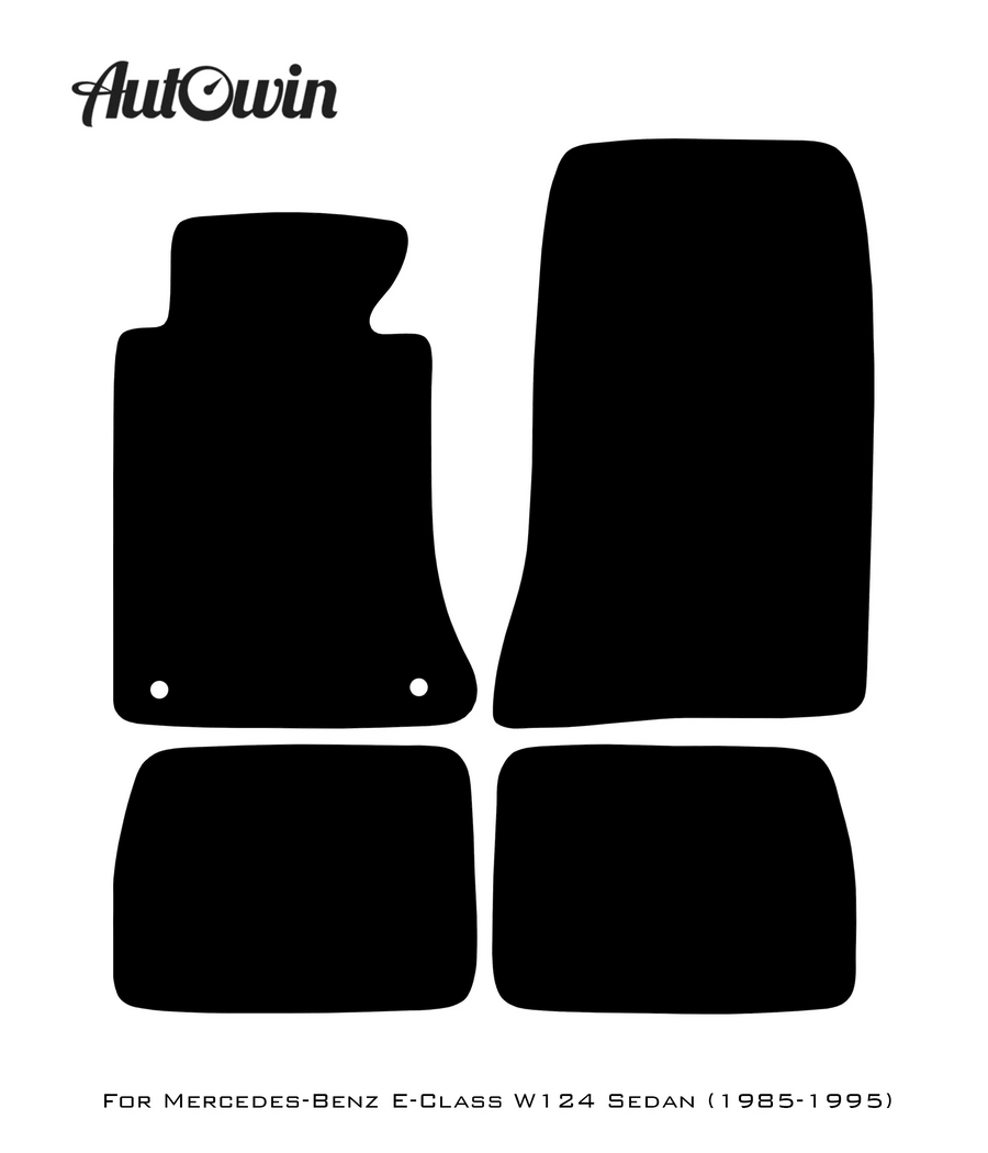 Black Leather Floor Mats For Mercedes Benz E-Class W124 Sedan (1985-1995) | ER56 Design - AutoWin