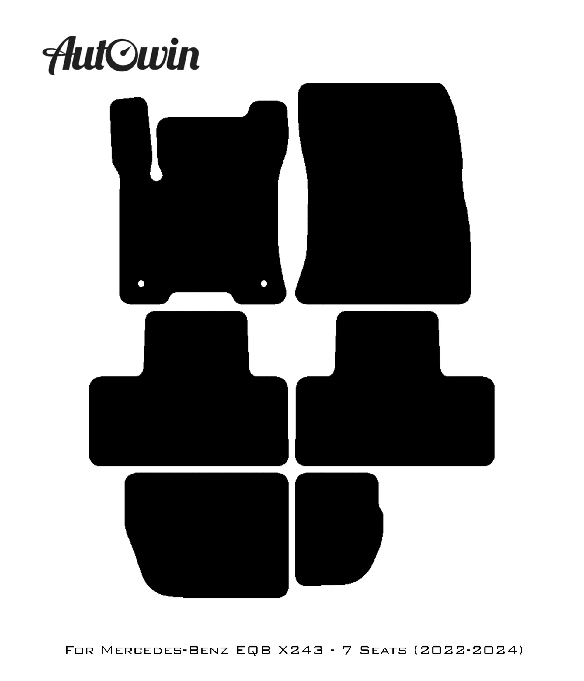 Black Leather Floor Mats For Mercedes Benz EQB-Class X243 (2022-2024) | ER56 Design - AutoWin