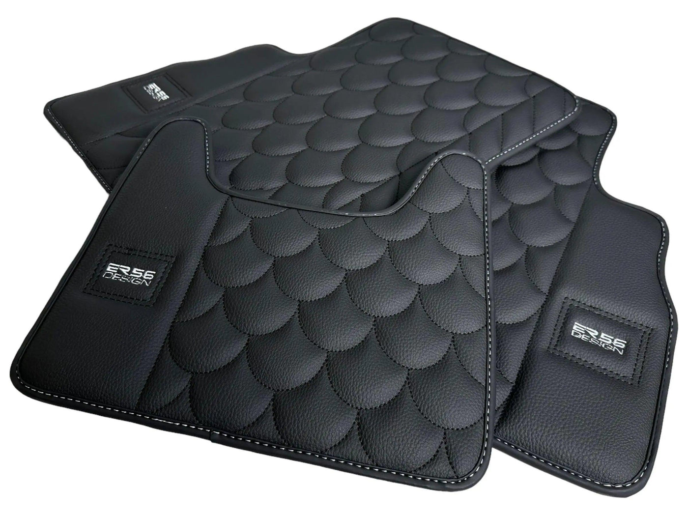 Black Leather Floor Mats For Mercedes-Benz G Class W461 (1979-2008) ER56 Design - AutoWin