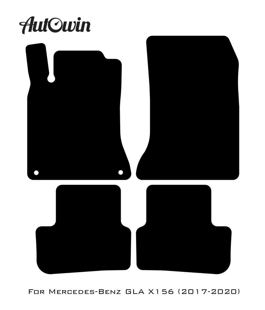 Black Leather Floor Mats For Mercedes Benz GLA-Class X156 (2017-2020) | ER56 Design - AutoWin