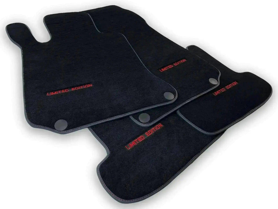 Black Leather Floor Mats For Mercedes Benz GLK-Class X204 (2012-2015) | ER56 Design - AutoWin