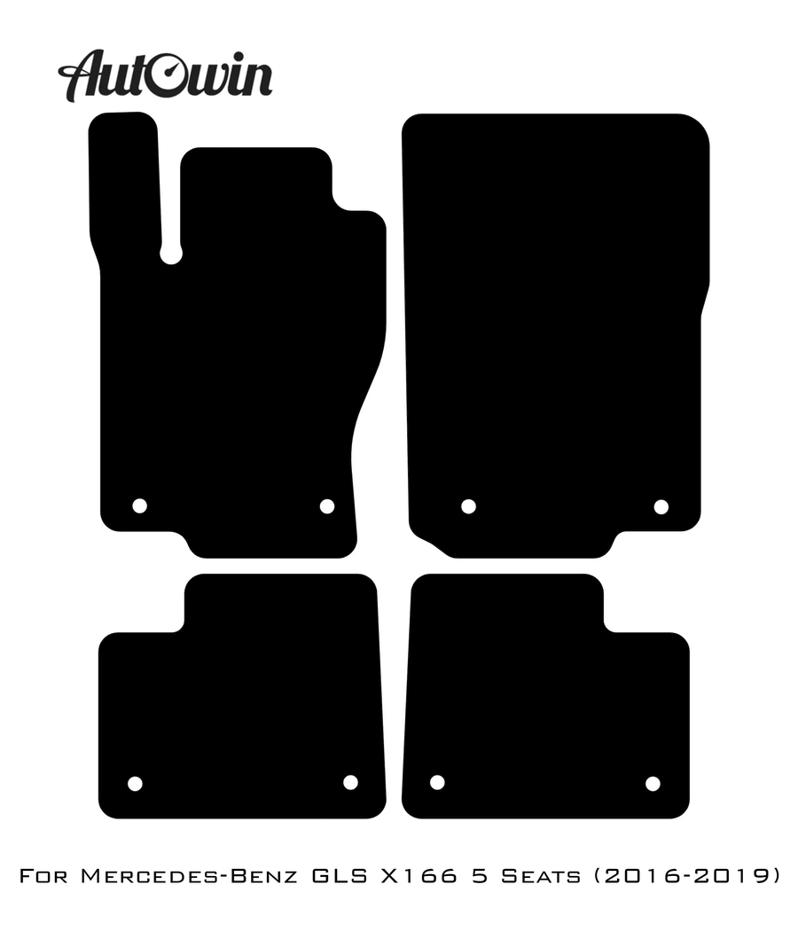 Black Leather Floor Mats For Mercedes Benz GLS-Class X166 (2016-2019) | ER56 Design - AutoWin