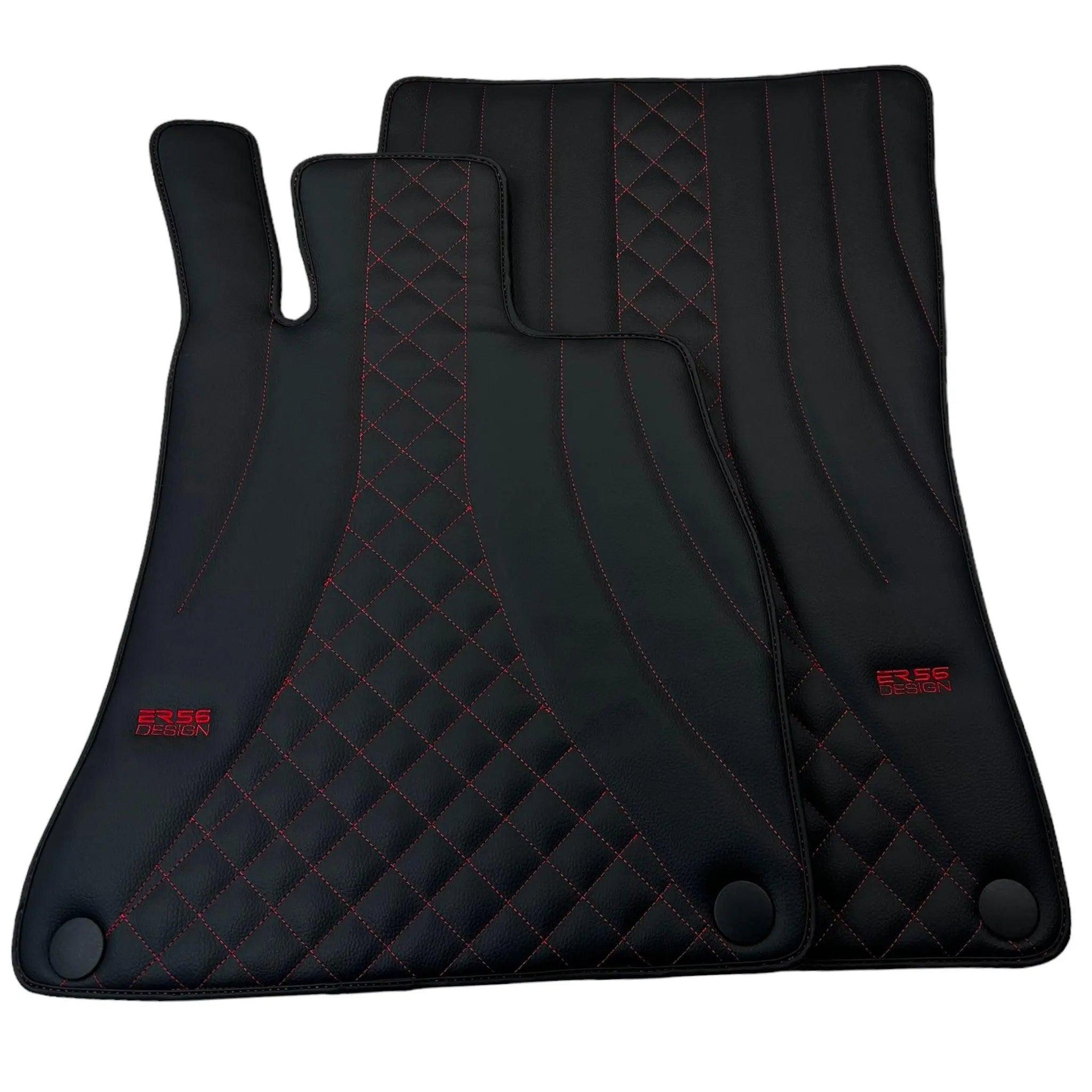 Black Leather Floor Mats For Mercedes Benz S-Class C126 Coupe (1981-1991) | ER56 Design - AutoWin