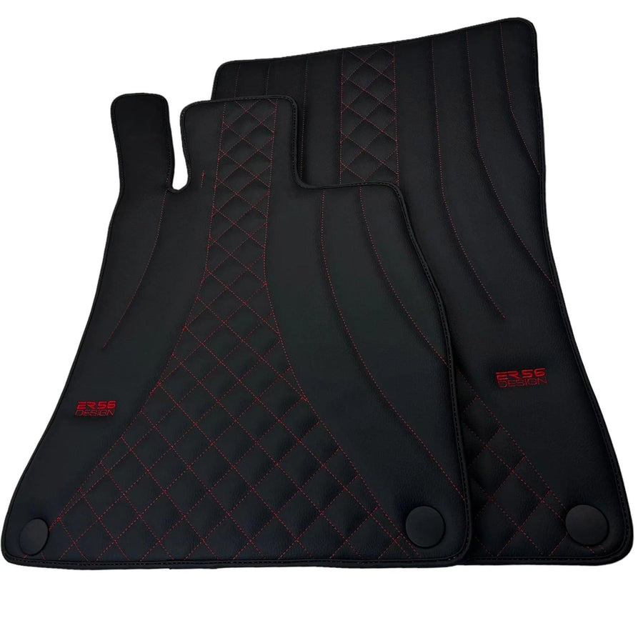 Black Leather Floor Mats For Mercedes Benz S-Class W220 (1998-2005) Long Wheelbase | ER56 Design - AutoWin