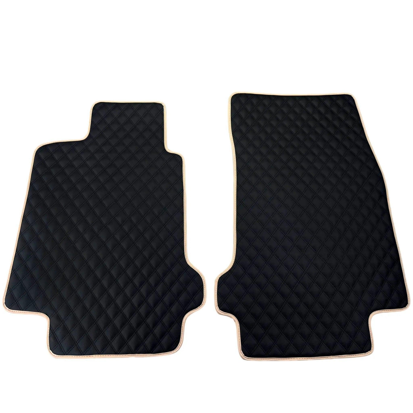 Black Stitched Leather Floor Mats for Maserati GranCabrio Sport (2011-2019) | Beige Trim - AutoWin