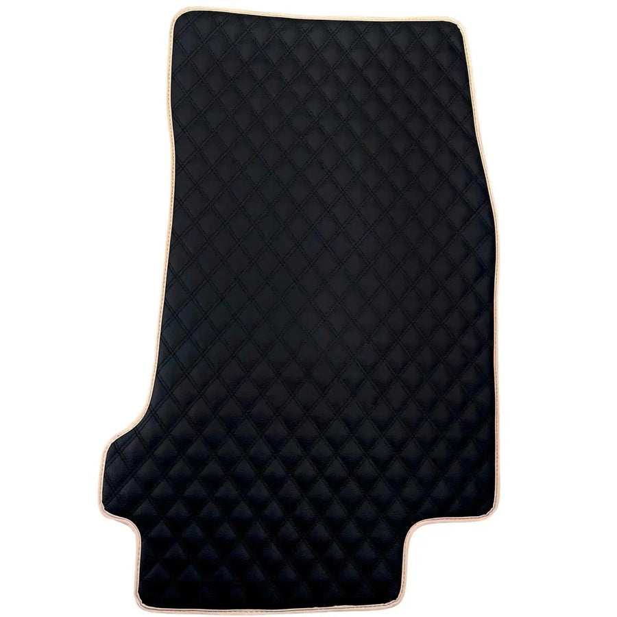 Black Stitched Leather Floor Mats for Maserati GranTurismo MC Stradale (2011-2015) | Beige Trim - AutoWin