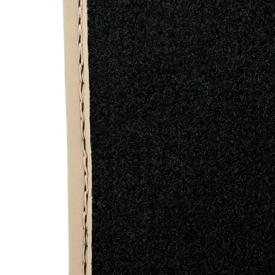 Black Stitched Leather Floor Mats for Maserati GranTurismo MC Stradale (2011-2015) | Beige Trim - AutoWin