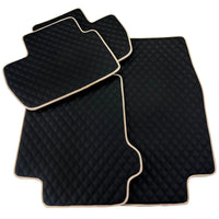 Black Stitched Leather Floor Mats for Maserati GranTurismo MC Stradale (2011-2015) | Beige Trim - AutoWin