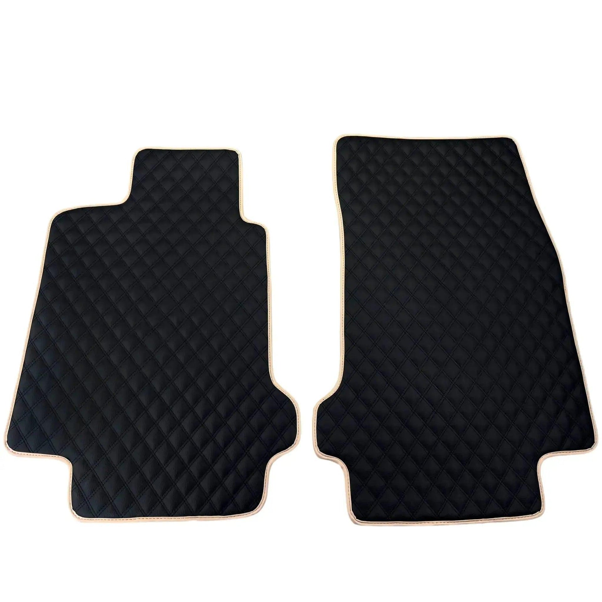 Black Stitched Leather Floor Mats for Maserati GranTurismo Sportline (2009-2019) | Beige Trim - AutoWin