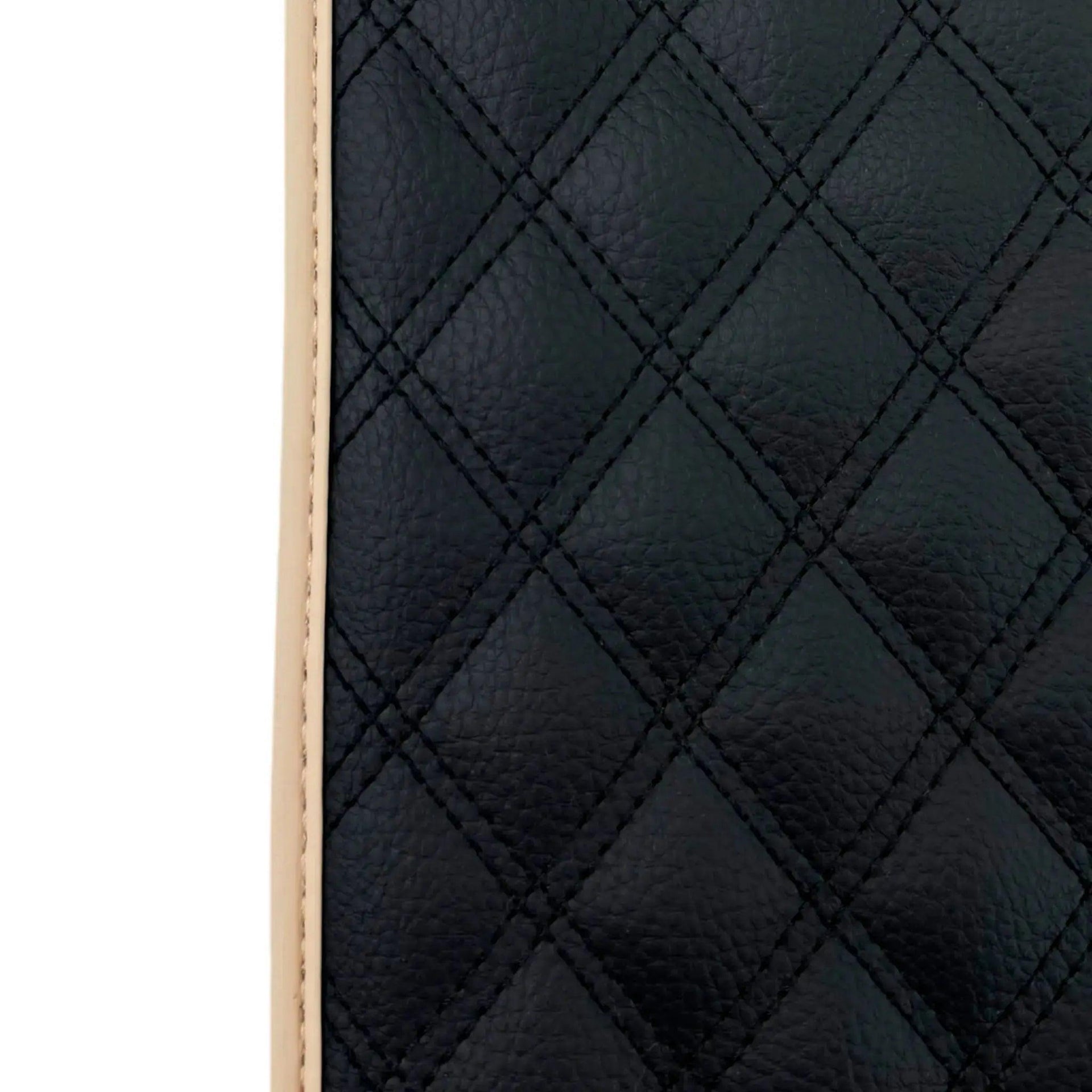 Black Stitched Leather Floor Mats for Maserati GranTurismo Sportline (2009-2019) | Beige Trim - AutoWin