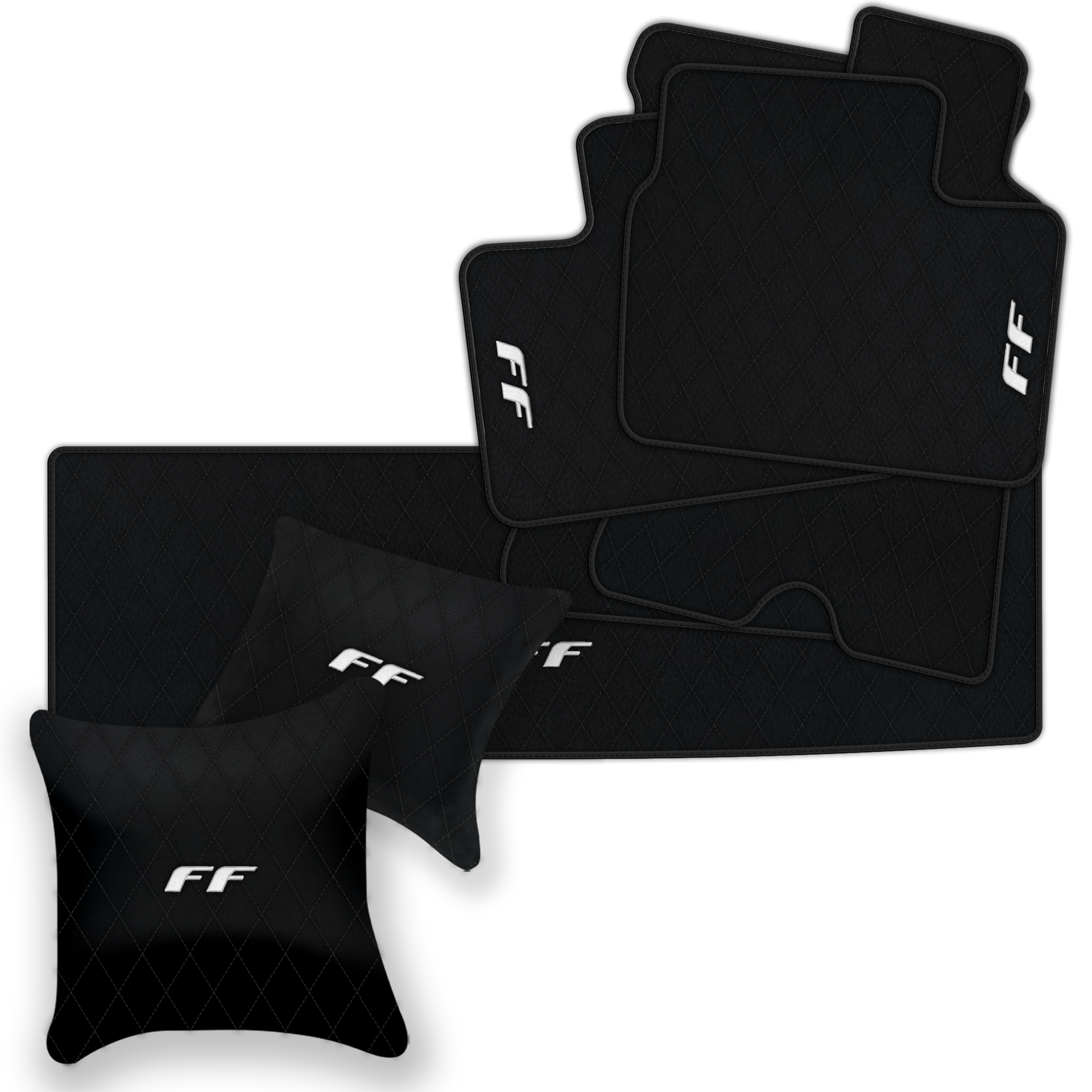 Luxury Black Leather Floor Mats for Ferrari Roma (2021-2024)