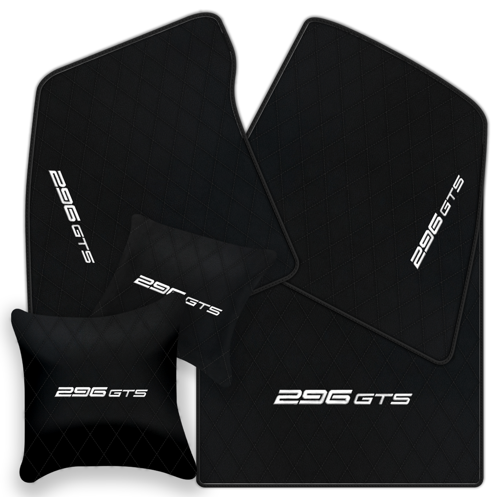 Ferrari 296 GTB Black Leather Floor Mats | Stylish & Durable