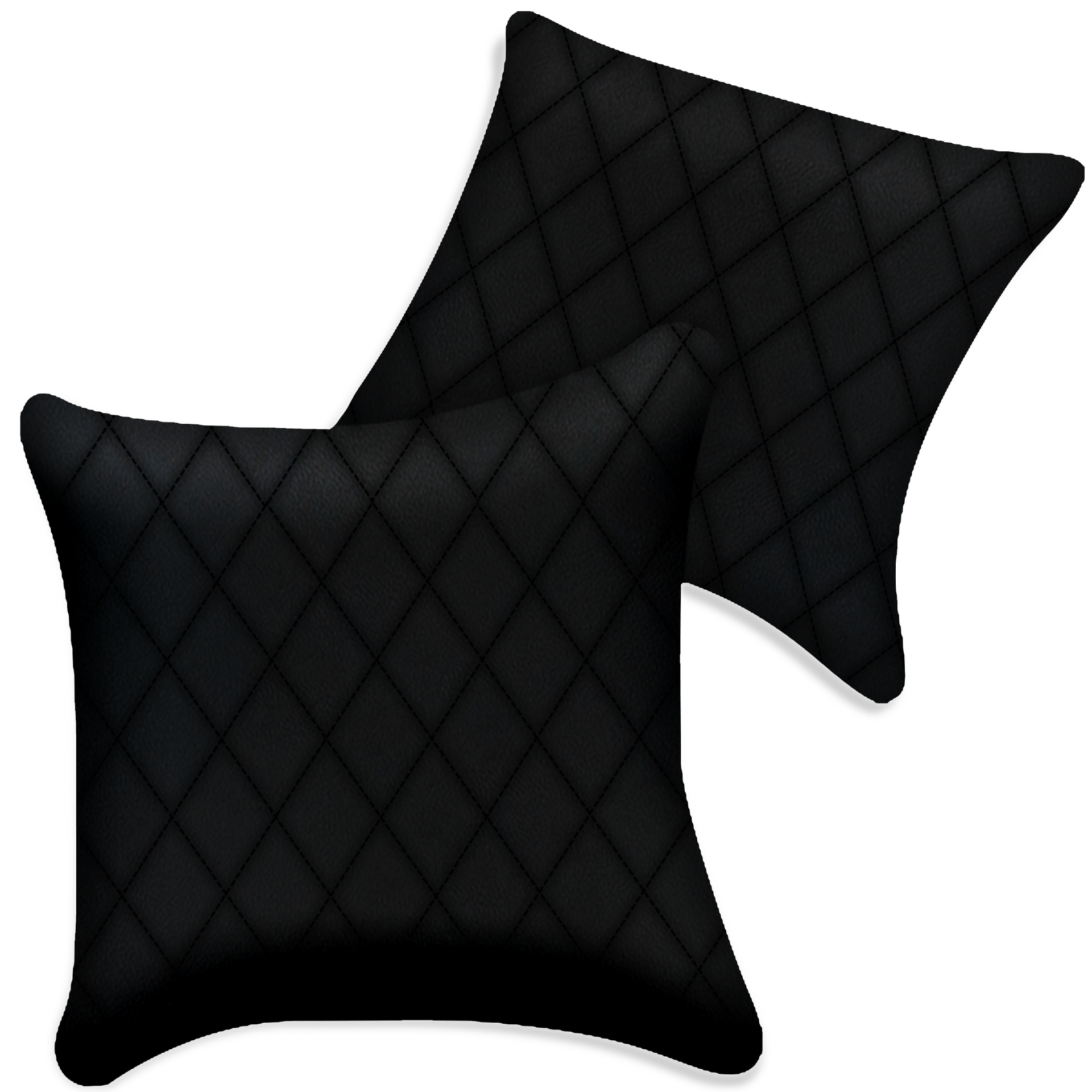 Customizable Black Leather Pillows Set of 2 for All Vehicles | Single Diamond Pattern