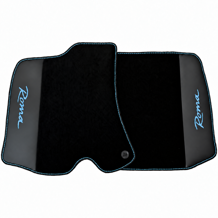 Black Floor Mats for Ferrari Roma (2021-2027) with Leather - Red logo