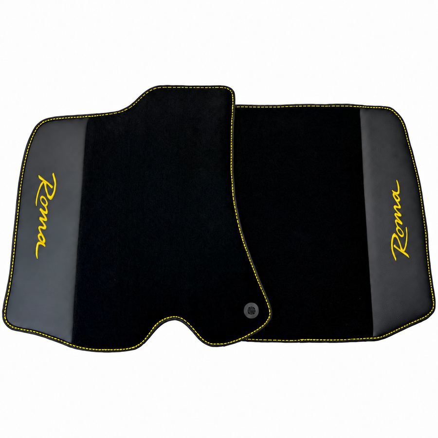 Black Floor Mats for Ferrari Roma (2021-2027) with Leather - Red logo
