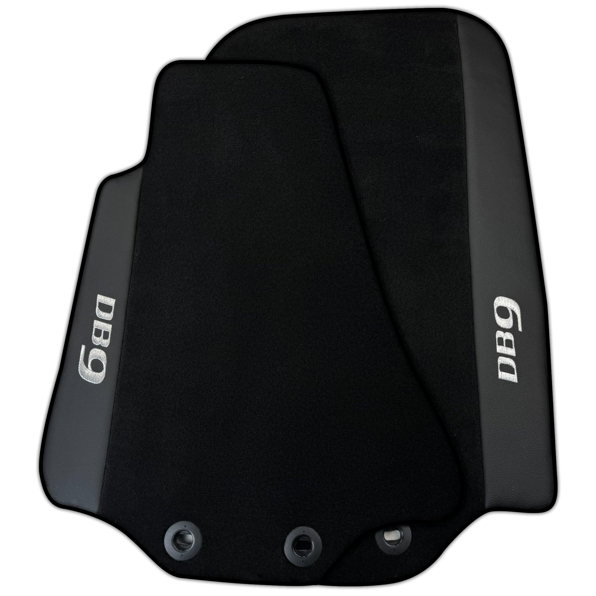 Black Floor Mats for Aston Martin DB9 (2004-2016) with Leather